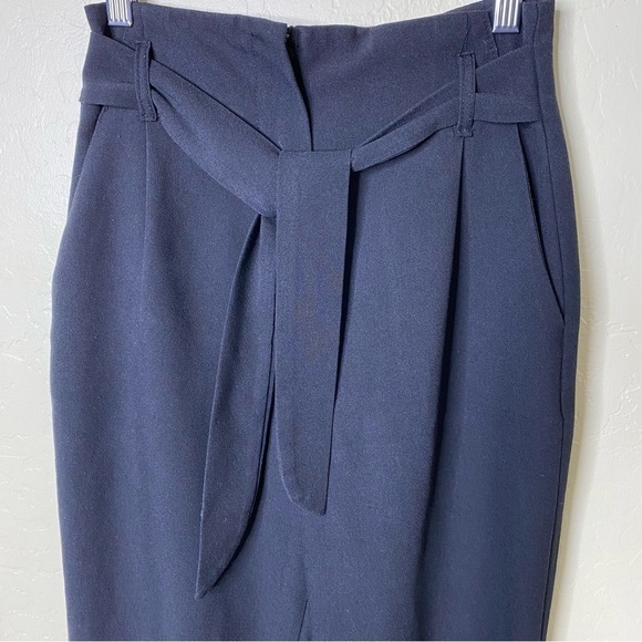 Boohoo Black Tie Ankle Belted Career Pants Size 6 - Picture 6 of 11